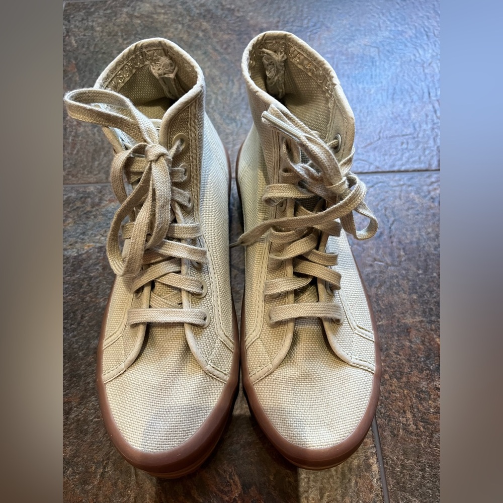 SUPERGA Alpina S21253W tan high top canvas utilitarian  sneaker tennis shoe. 38 - Picture 3 of 11